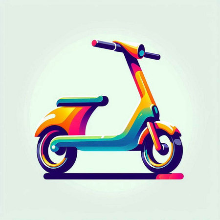 Colorful scooter isolated on a light background. Vector illustration.のイラスト素材