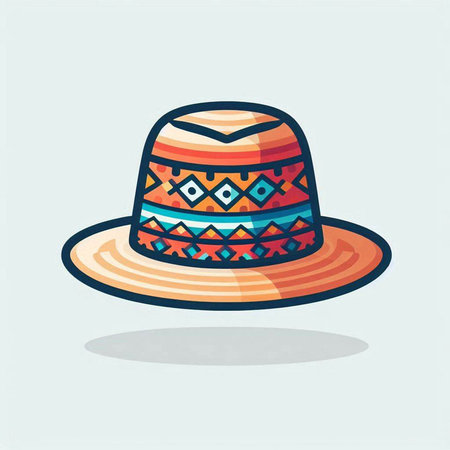 Illustration of a hat with a pattern on a light background.のイラスト素材