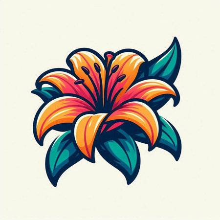 Lily flower vector illustration. Isolated on white background. Vector illustration.のイラスト素材