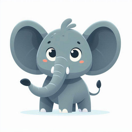 Cute cartoon elephant. Vector illustration isolated on a white background.のイラスト素材