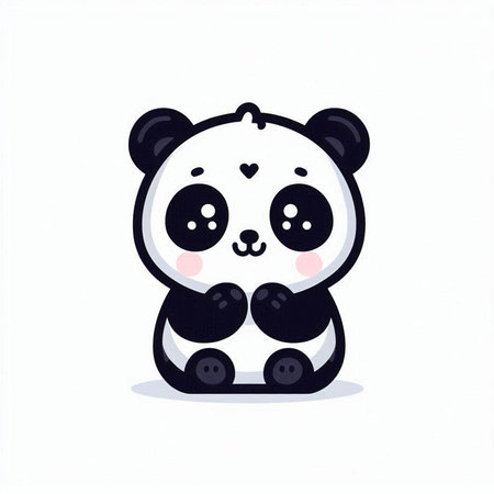 Cute panda bear. Vector illustration isolated on white background.のイラスト素材