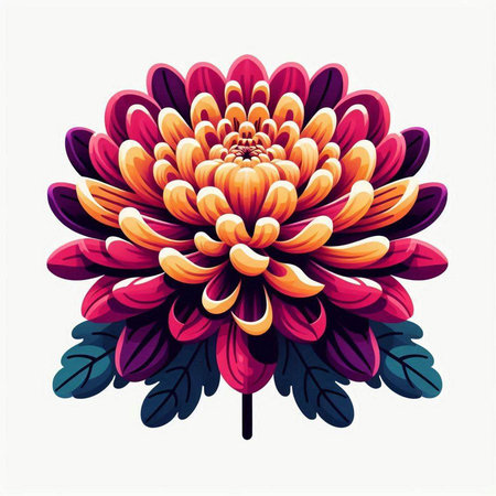 Colorful dahlia flower on white background. Vector illustration.のイラスト素材