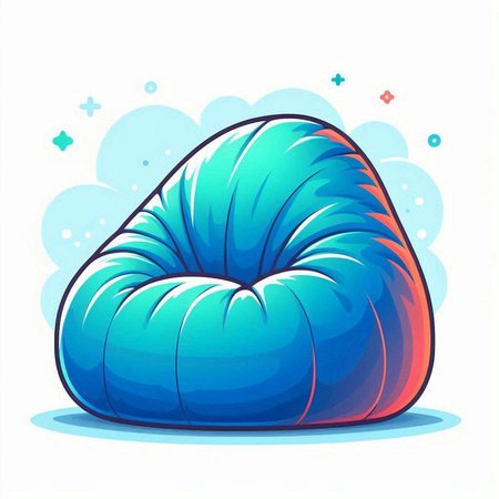 Vector illustration of blue beanbag isolated on white background. Cartoon style.のイラスト素材