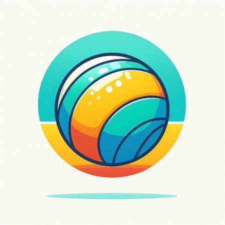 Volleyball icon on the background of the sea. Vector illustrationのイラスト素材