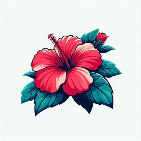 Hibiscus flower isolated on white background. Vector illustration.のイラスト素材