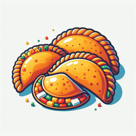 Illustration of traditional mexican empanadas on white backgroundのイラスト素材