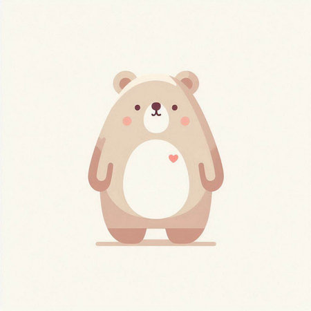 Cute cartoon bear on a white background. Vector illustration in flat style.のイラスト素材