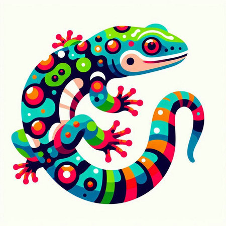 Colorful lizard on a white background. Vector illustration. Isolated.のイラスト素材