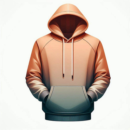 Hooded jacket with hood isolated on white background. 3d renderのイラスト素材