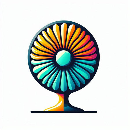 Vintage electric fan isolated on a white background. Vector illustration.のイラスト素材