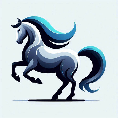 Vector illustration of a horse with blue hair on a white background.のイラスト素材