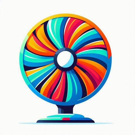 Colorful electric fan isolated on a white background. Vector illustration.のイラスト素材