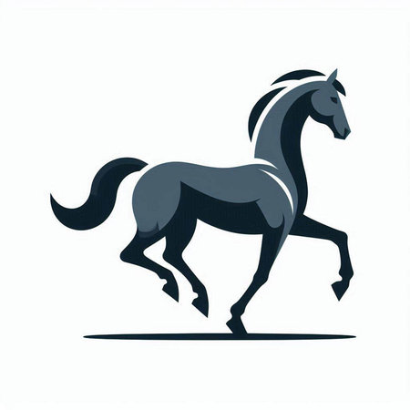Silhouette of a running horse on a white background. Vector illustrationのイラスト素材