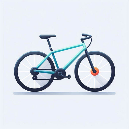 Blue bicycle on a white background. Vector illustration in flat style.のイラスト素材