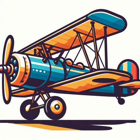 Vintage biplane. Vector illustration on white background. EPS 10のイラスト素材
