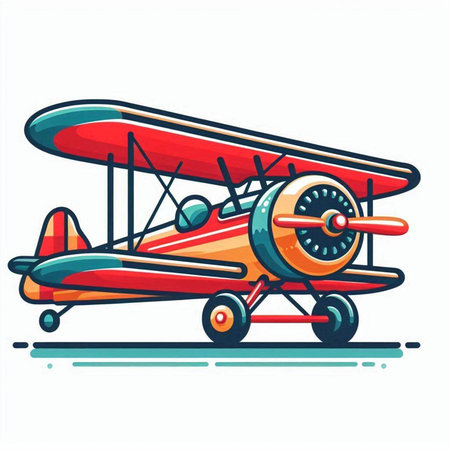 Retro airplane. Vintage aircraft. Vector illustration in flat style.のイラスト素材