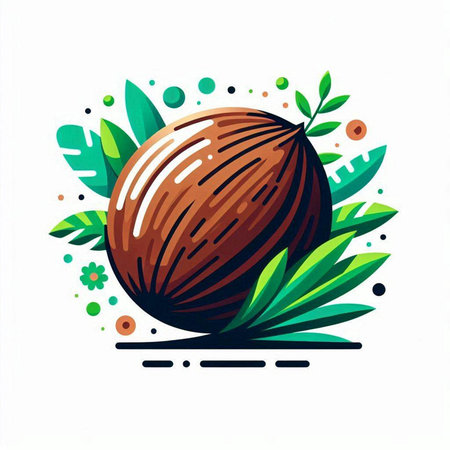 Coconut vector illustration. Hand drawn coconut on white background.のイラスト素材