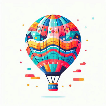 Colorful hot air balloon on a white background. Vector illustration.のイラスト素材