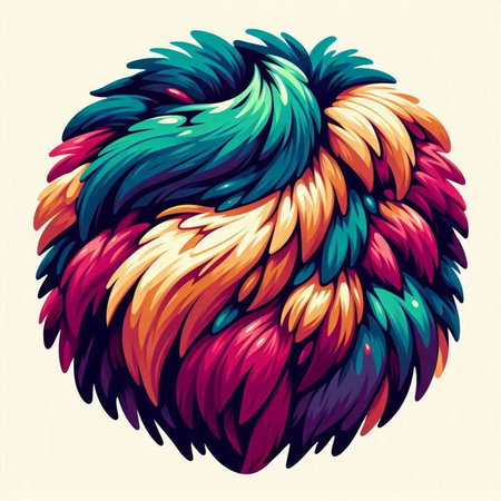 Vector illustration of a colorful hair wig in the form of a ballのイラスト素材