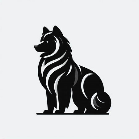 silhouette of a wolf on a white background, vector illustrationのイラスト素材