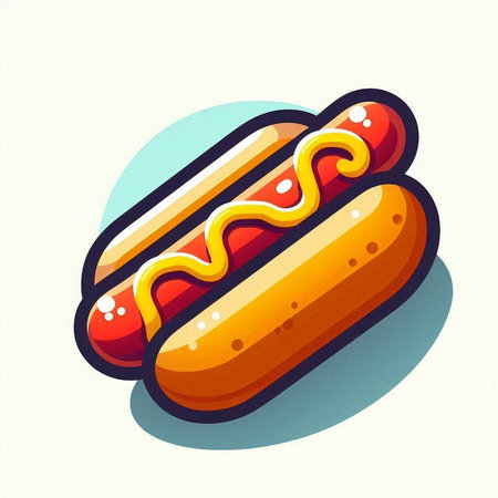 Hot dog icon. Vector illustration of fast food. Cartoon style.のイラスト素材