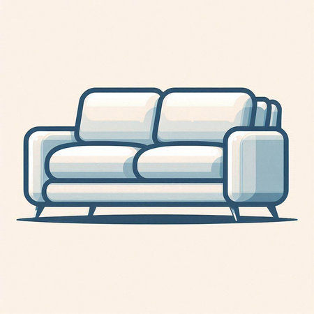 Sofa. Hand drawn illustration of a modern sofa. Vector illustration.のイラスト素材