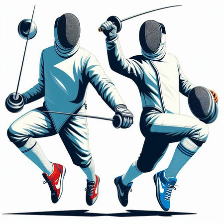 Fencing. Fencing sport. Vector illustration of two athletes.のイラスト素材