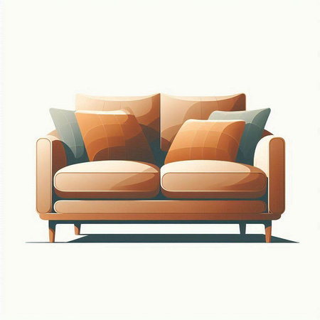 Sofa with pillows on white background. Vector illustration.のイラスト素材