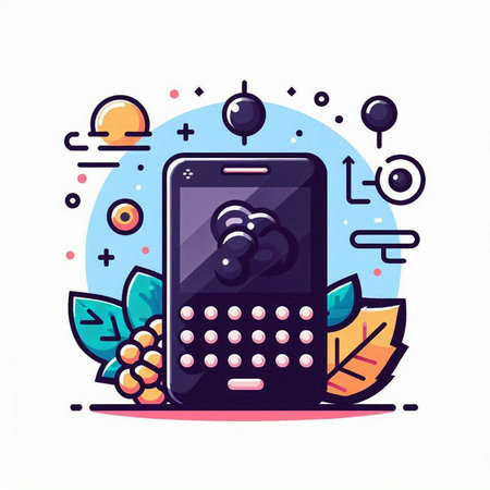 Smartphone with a calculator. Vector illustration in a flat style.のイラスト素材