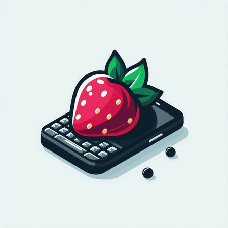 Strawberry on calculator. Isometric 3d vector illustration.のイラスト素材