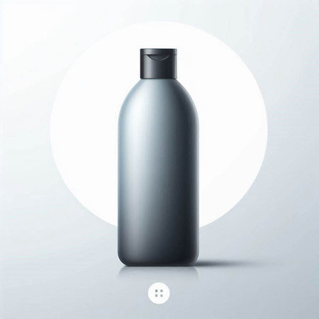 Blank cosmetic bottle on white background with shadow. Vector illustration.のイラスト素材