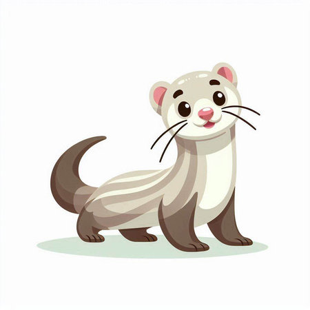 Cute ferret isolated on a white background. Vector illustration.のイラスト素材