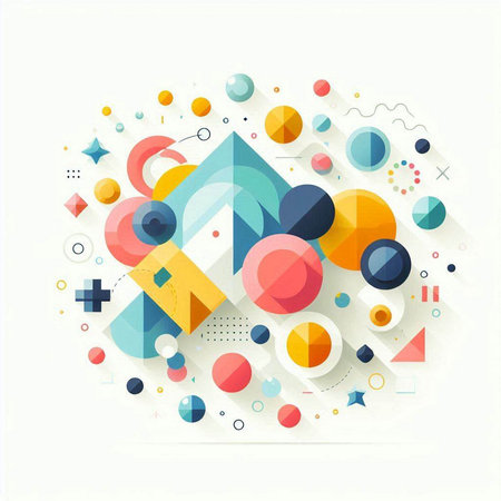 Abstract colorful background with geometric elements. Vector illustration for your design.のイラスト素材