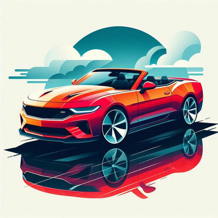 sports car on the background of the sunset, vector illustration, eps 10のイラスト素材