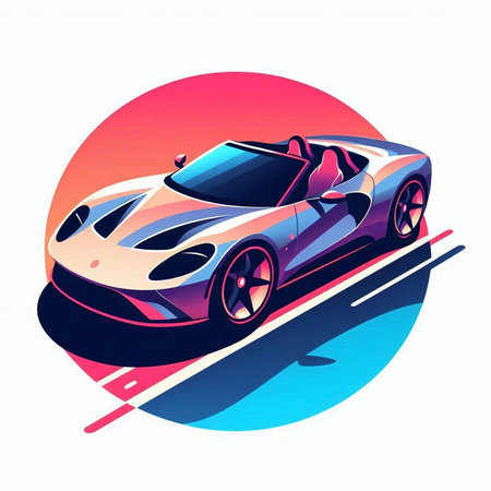 Sport car on the road. Vector illustration of a sports car.のイラスト素材