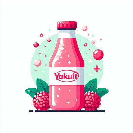 Juice bottle with label and berry. Vector illustration in flat styleのイラスト素材