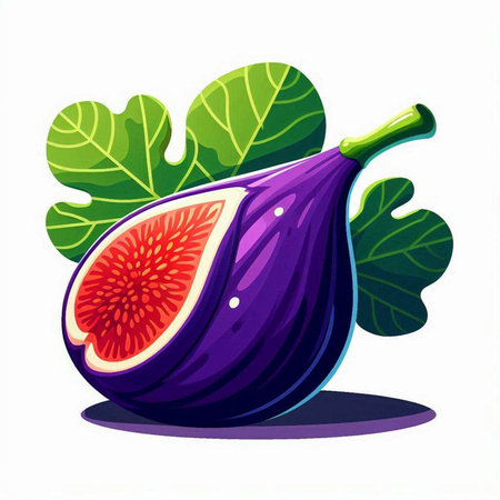 Figs with leaves isolated on a white background. Vector illustration.のイラスト素材