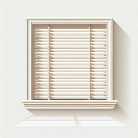 Window with blinds. Vector illustration of a window with blinds.のイラスト素材