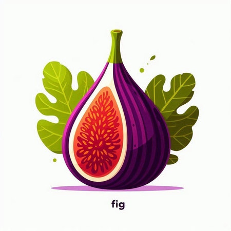 Fruits of fig. Vector illustration isolated on a white background.のイラスト素材