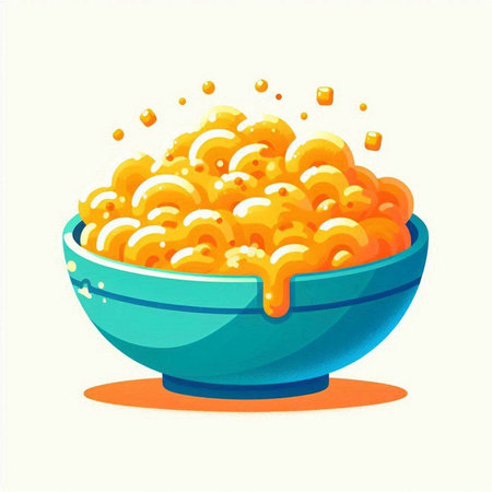 Bowl with macaroni. Vector illustration in cartoon style.のイラスト素材