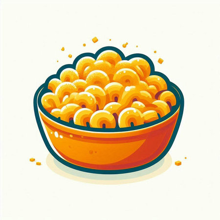 Illustration of a bowl of macaroni. Vector illustration.のイラスト素材