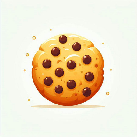 Illustration of chocolate chip cookie on white background. Vector illustration.のイラスト素材