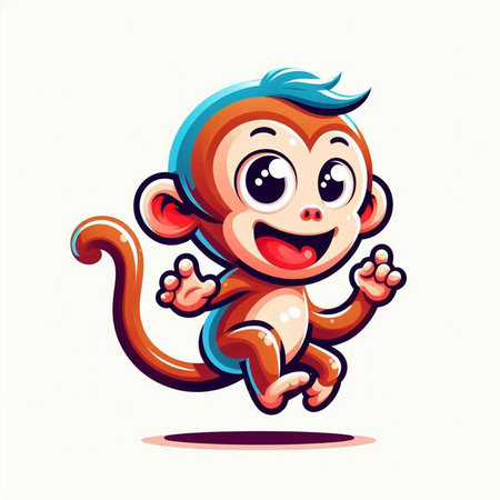 Cute cartoon monkey. Vector illustration isolated on a white background.のイラスト素材