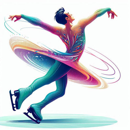 Figure skater. Vector illustration of a figure skater in motion.のイラスト素材