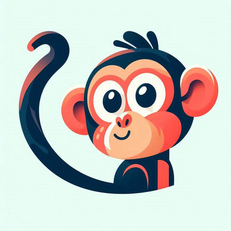 Cute cartoon monkey. Vector illustration of a funny monkey. Vector illustration.のイラスト素材