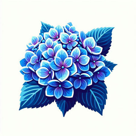 Blue hydrangea flowers on white background. Vector illustration.のイラスト素材