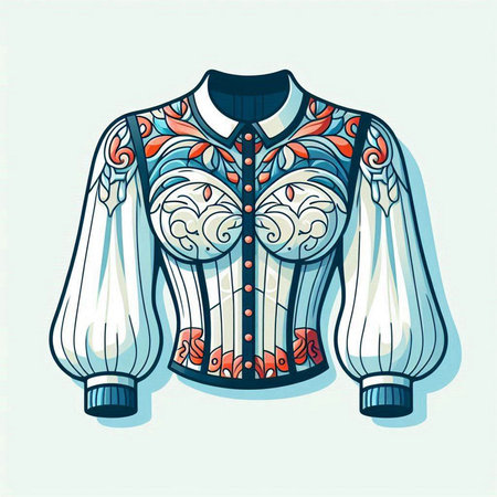 Vector illustration of a woman's blouse in a retro style.のイラスト素材