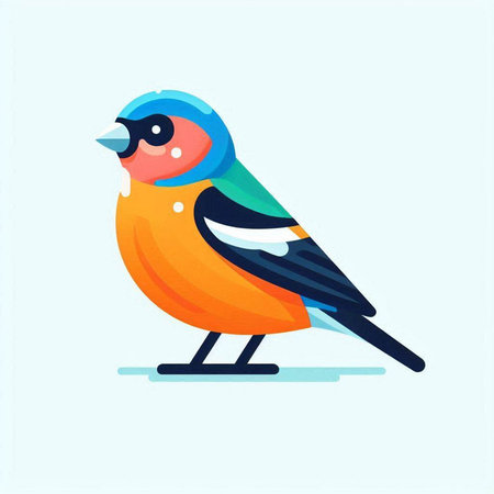 Funny bullfinch bird. Vector illustration in flat style.のイラスト素材