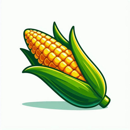 Illustration of a fresh corn on the cob on a white backgroundのイラスト素材