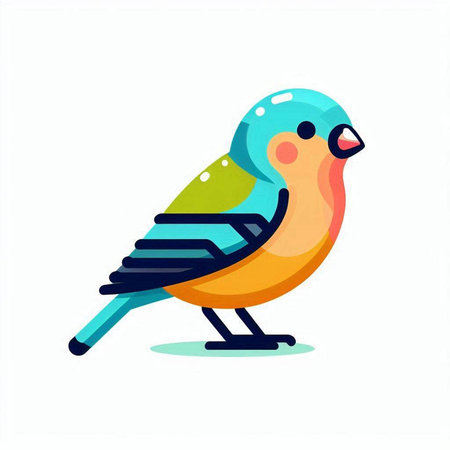 Vector illustration of a cute bird on a white background. Flat design.のイラスト素材
